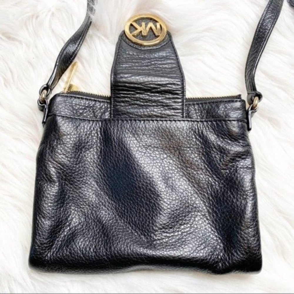 Michael Kors Fulton Large Leather Black Crossbody Bag - Picture 7 of 9